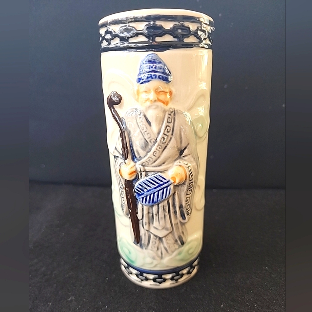 Vintage Exotic Orchids of Hawaii Tiki Mug R-92 Old Wise Man Glass Vase Island